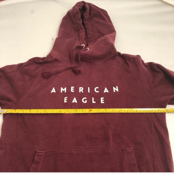 American Eagle burgundy logo hoodie pocket sweatshirt - Picture 6 of 7